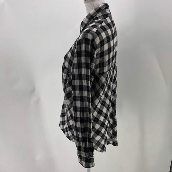 Free People Gauzy Plaid Lace Up Button Down Top S - Picture 5 of 8
